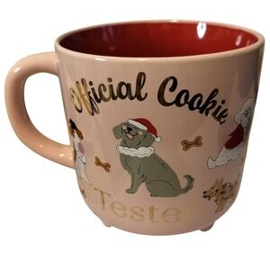 New Official‎ Cookie Tester Dog Christmas Mug Pink Red Interior Funny Holiday